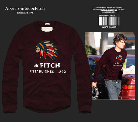 Abercrombie Fitch Hombres De Cuello Redondo Con Gente Fotos Largo Remera AF6017